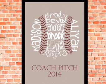 Custom Baseball Design | Typography | Personalized | Word Art | Wall Art | Coach Gift | Player Gift | School | Sports Print | 8x10 Print