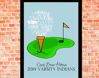 Custom Golf Art | Typography Art | Word Art | Sports | Coach Gift | Team Gift | Sport Gift | Wall Art | Golf | Personalized | Art