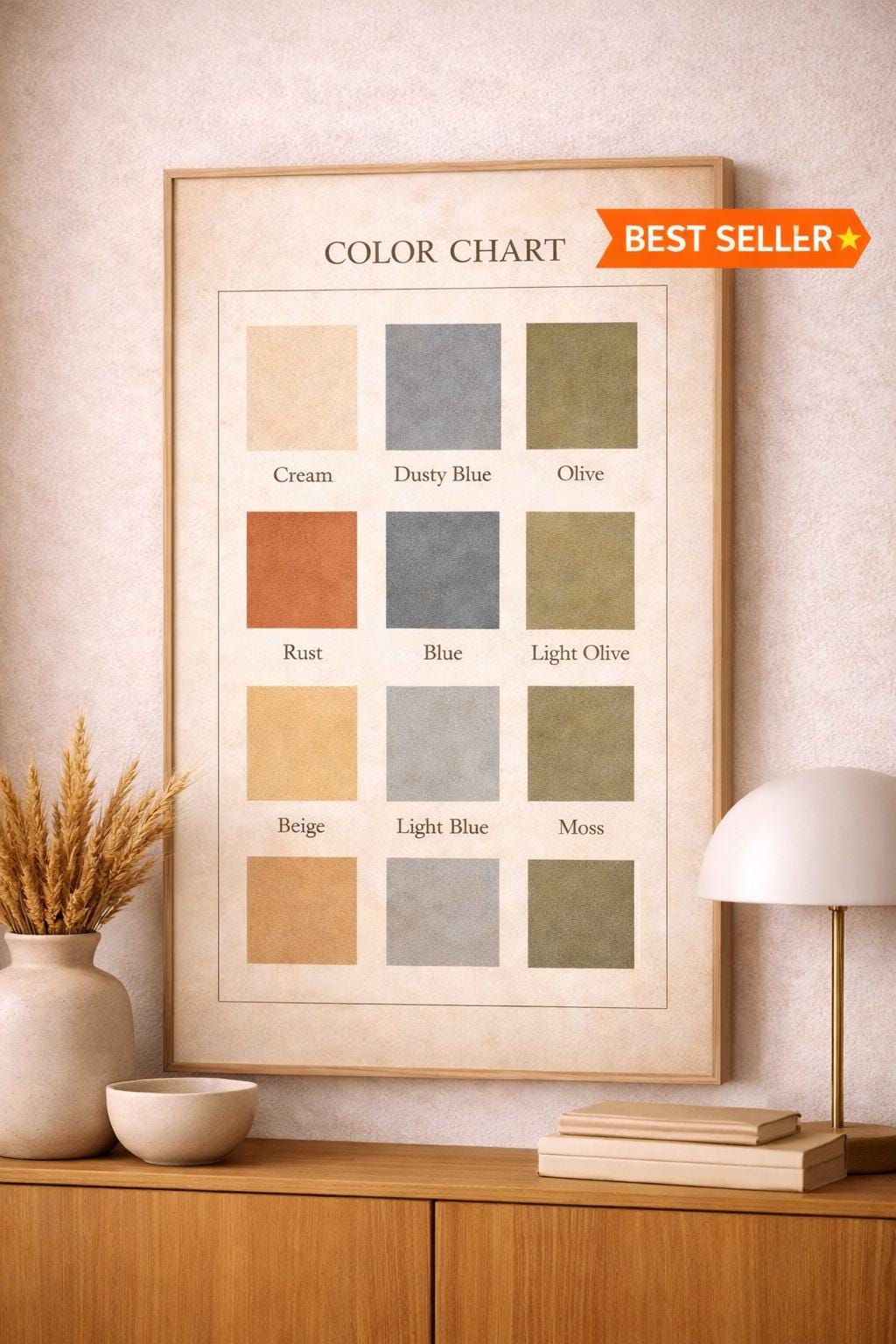 Vintage Color Chart Poster, Retro Designer Palette Wall Art, Mid ...