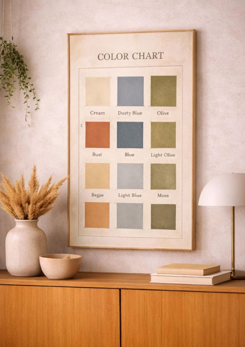 Vintage Color Chart Poster, Retro Designer Palette Wall Art, Mid ...