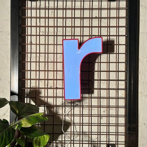 Vintage illuminated letter R – original neon sign | Industrial decor