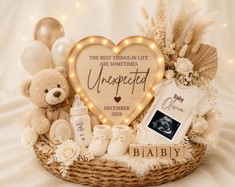 Sjabloon aankondiging onverwachte zwangerschap, Surprise Baby Reveal canva download, neutrale boho sociale media