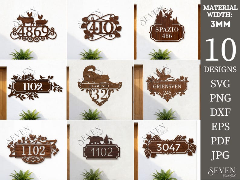 House Address Sign Svg Bundle, Laser Cut House Number Signs, Wooden ...