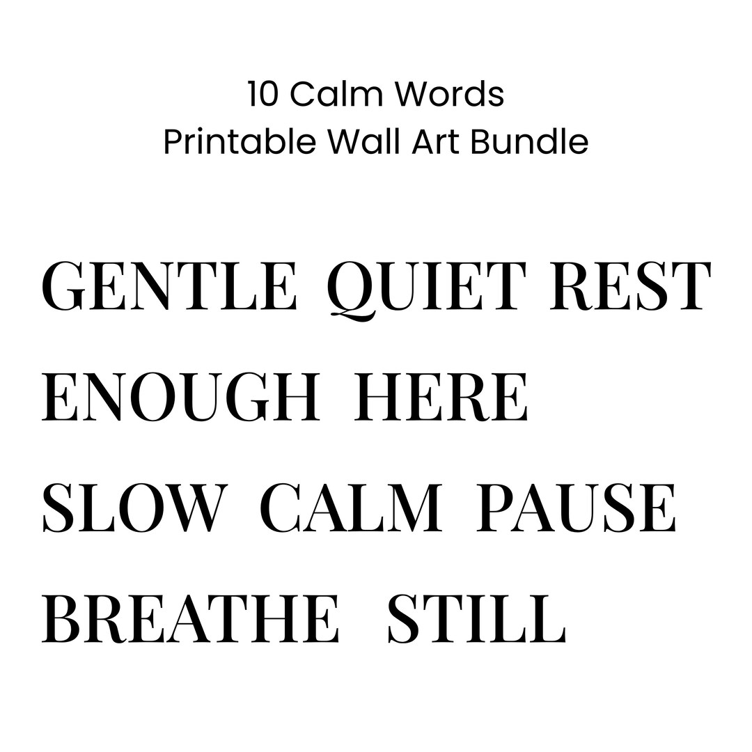 Calm Words Printable Wall Art Bundle | Minimalist Typography Set | 10 ...