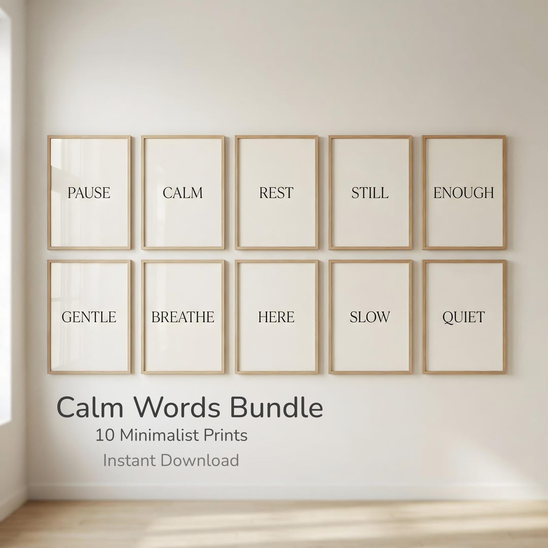 Calm Words Bundle – Minimalist Printable Wall Art Set | Neutral Wall ...
