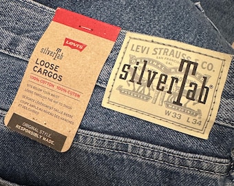 Vintage 90s Levis Silvertab Baggy Light Wash Denim Distressed Wide