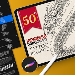Japanese Dragon Toolkit, Procreate Brushes and Stamps, Dragon Builder Kit
