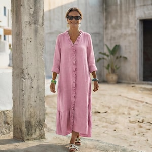ankle length cotton dresses for women Memoir Sheath Back Slit Wool Cotton Ankle Length Dress