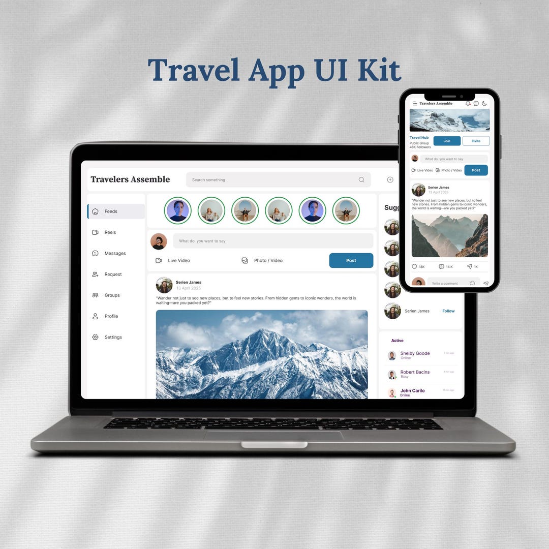 Modern Travel App UI Kit – Figma UX Design - Etsy