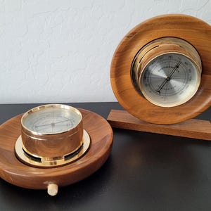 Vintage Springfield Thermometer or Humidity Meter Desktop Wooden Display Beautiful Weather Instruments by Springfield Made in the USA