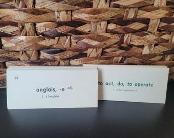 10 French Vocabulary Cards - Vintage Flash Cards for Junk Journaling or Paper Ephemera Crafts