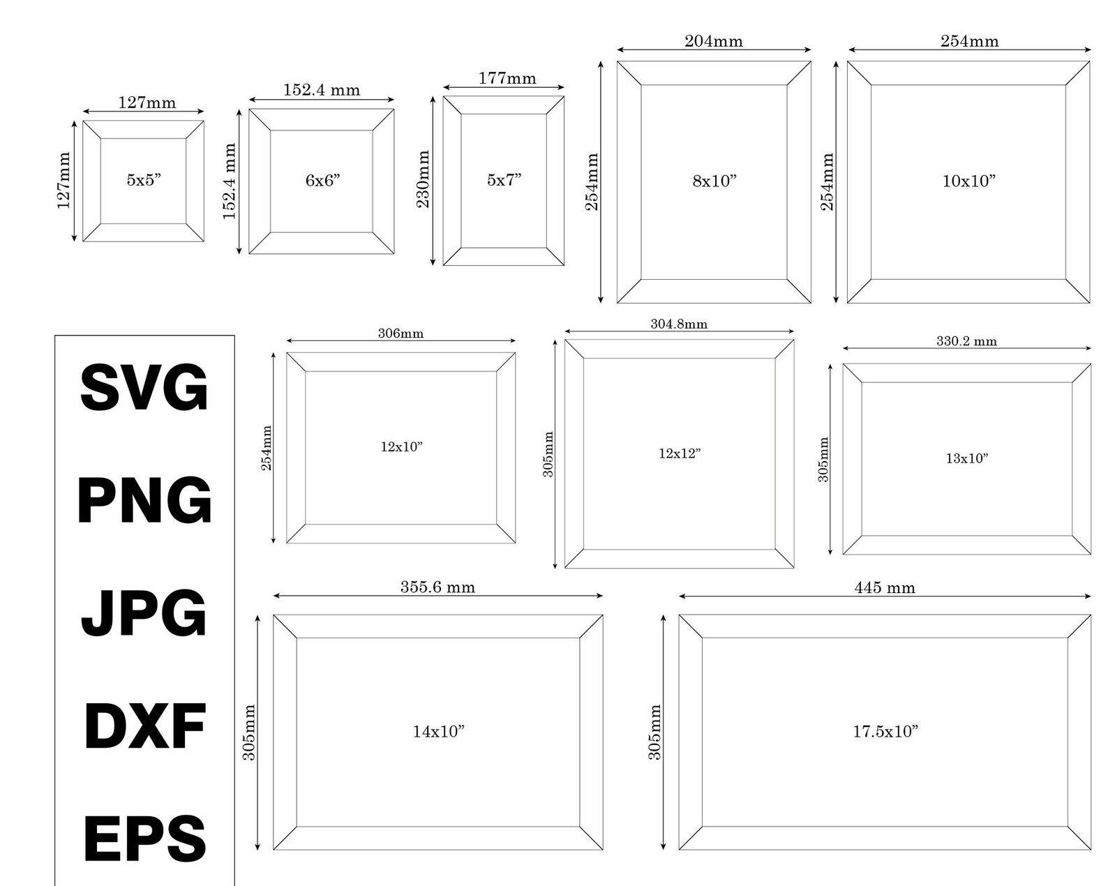 Svg Plan Example Laser Cut Frame Template Bundle, Square & Rectangle SVG Plans (digital ...