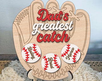 Personalized Daddy Great Catch Heart Sign Svg, Baseball Dad Sign Svg, Gift for Dad, Fathers Day Gifts Svg, Glowforge Svg, Laser Cut Files.