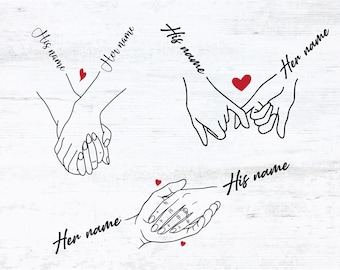 Holding Hands SVG Bundle, Couple Silhouette Cut Files (Digital Download