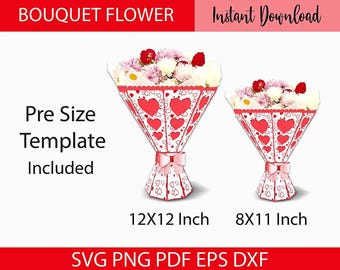 3D Paper Flower Bouquet SVG, Cricut Template (Digital Download)