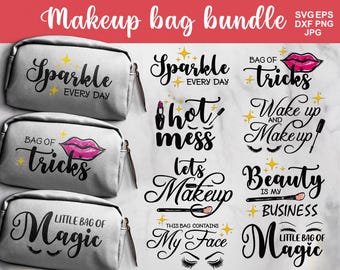 Funny Makeup Bag SVG Bundle, Sarcastic Cosmetic Pouch Designs (Digital Download