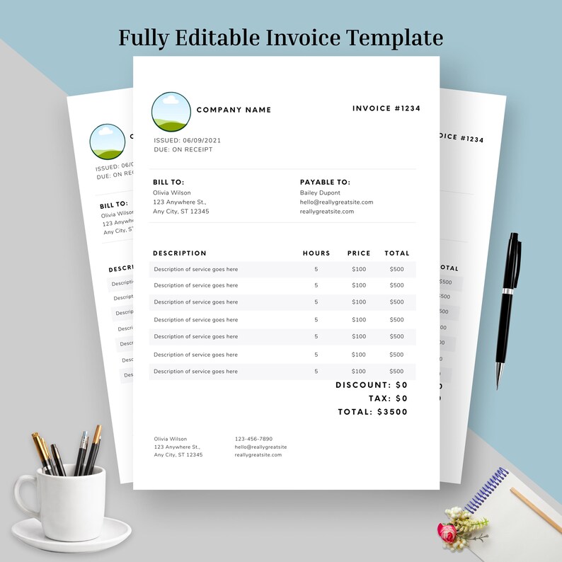 Invoice Stack New Invoice Template | Modern Canva Billing Template, Printable Small ...