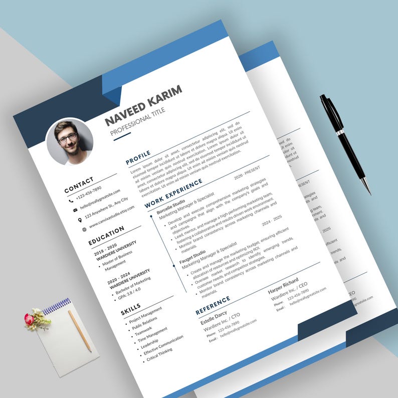 Professional Resume Template | ATS Friendly CV | Cover Letter ...