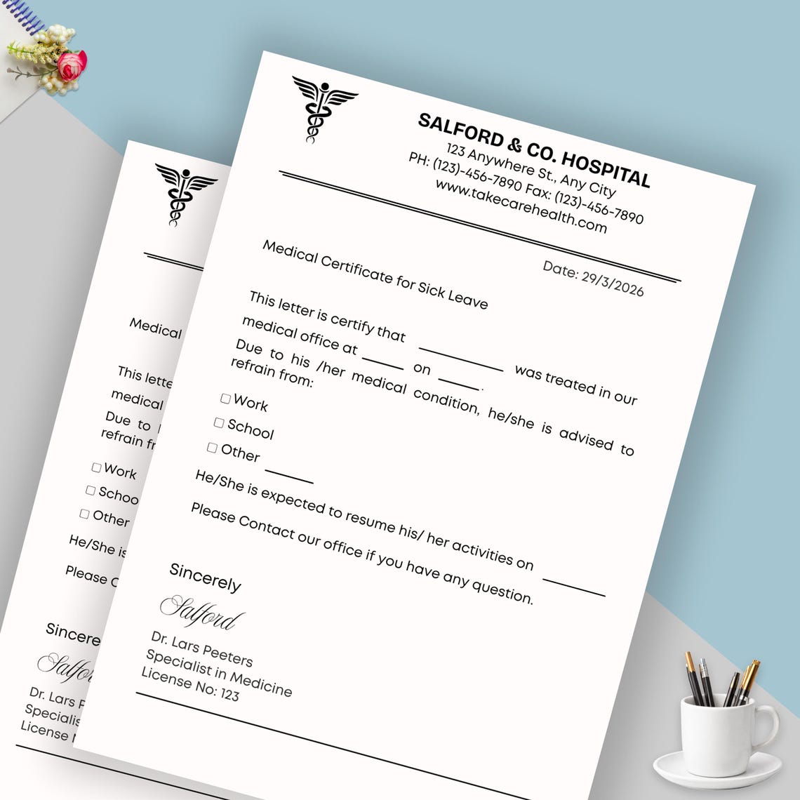Editable Doctor Excuse Note Template, Medical Absence Letter, Work ...