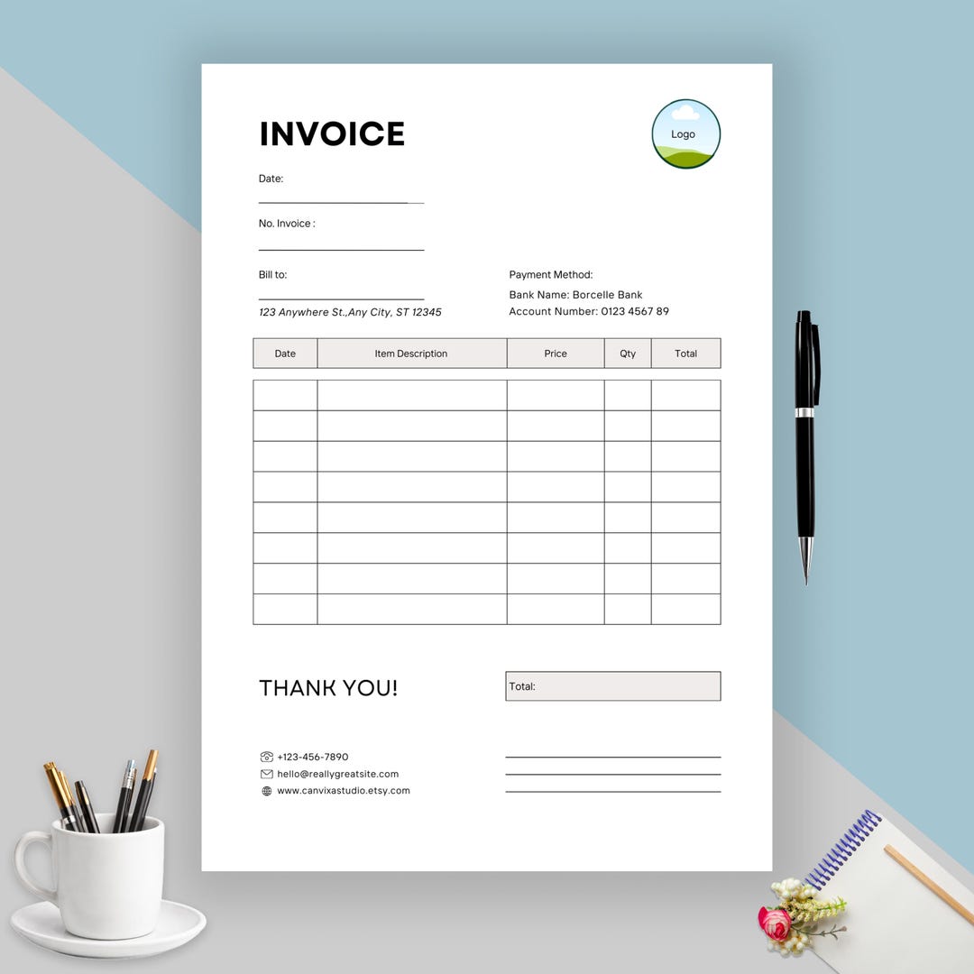 New Invoice Examples New Invoice Template | Printable Billing Form, Canva Editable Business ...