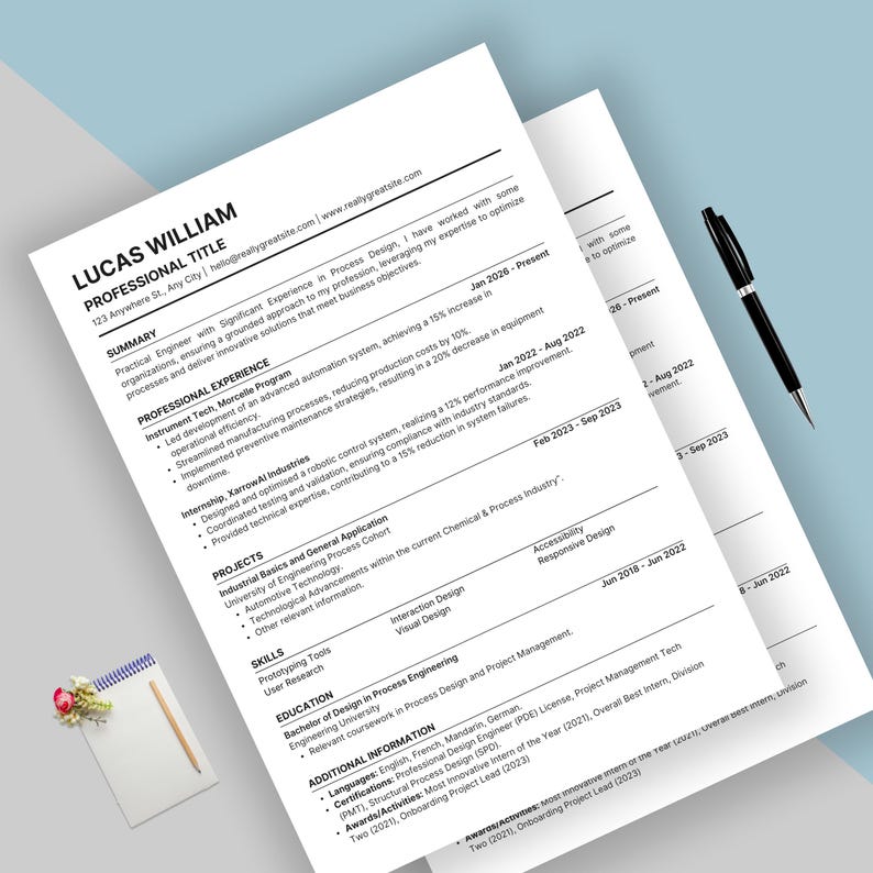 Cv Postcode Wa Ats-friendly Resume Template Word & Google Docs | Professional CV ...