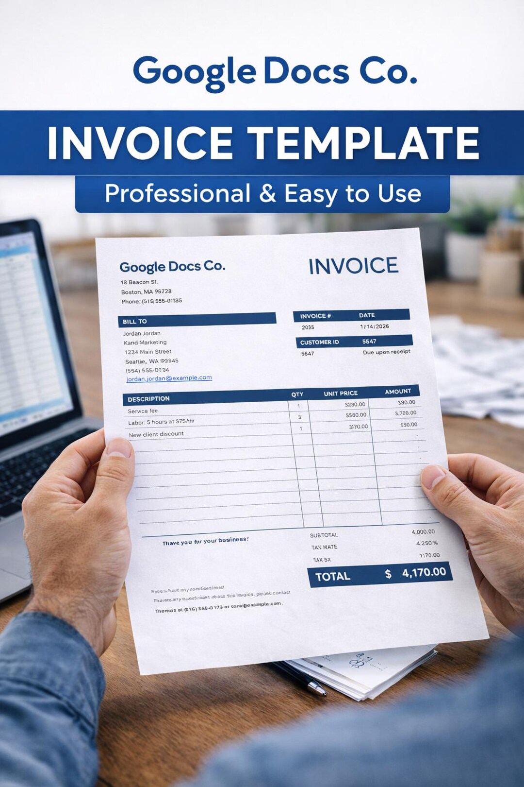 Editable Invoice Template | Google Docs, Word & Excel (US Letter ...
