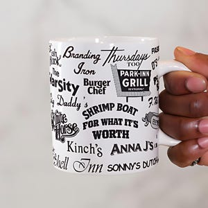 Rock Hill Vintage Restaurant Logo Collage Mug | 11oz Ceramic Coffee Cup