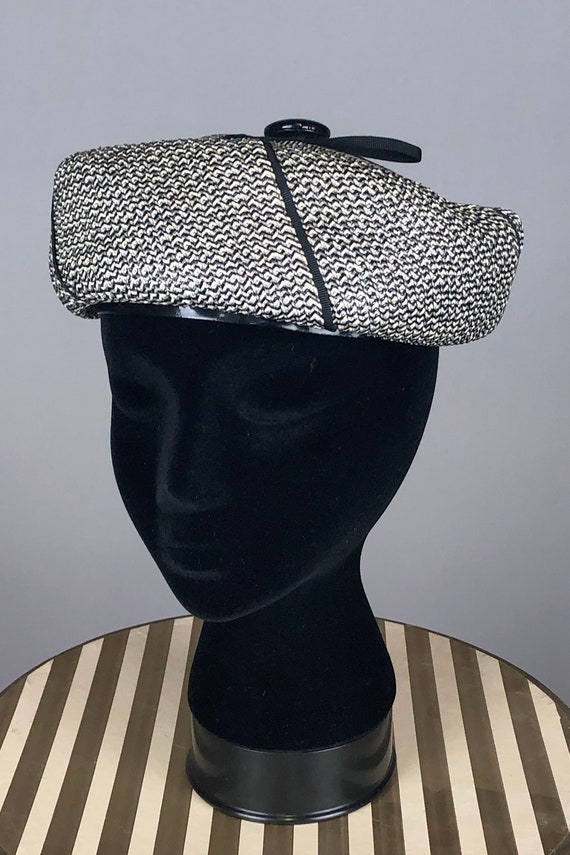 1960s Black & White Bumper Hat by Roberta Bernays