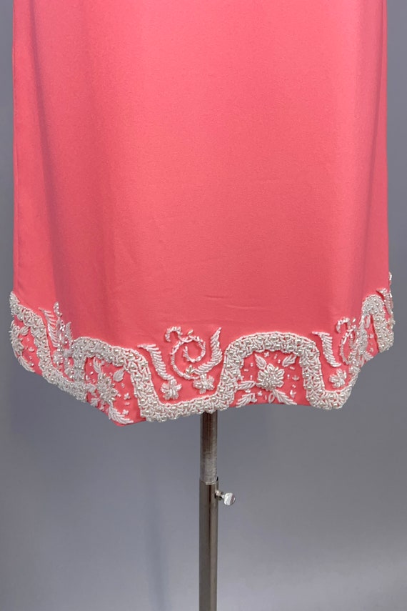 Deadstock 1960's Coral Beaded Shift Dress - Excel… - image 6