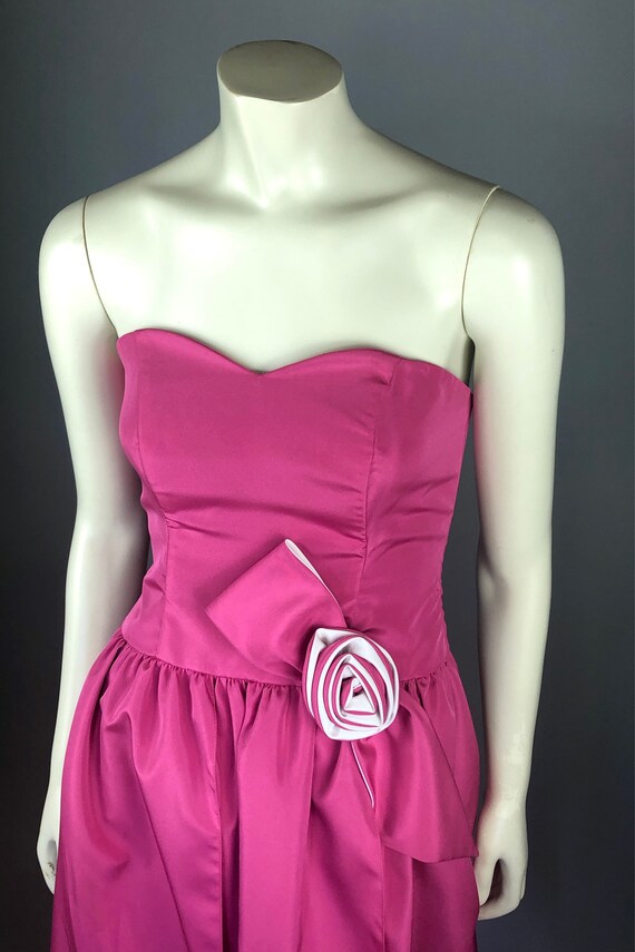 Pink Strapless Party Dress with Rose Detail by Au… - image 4