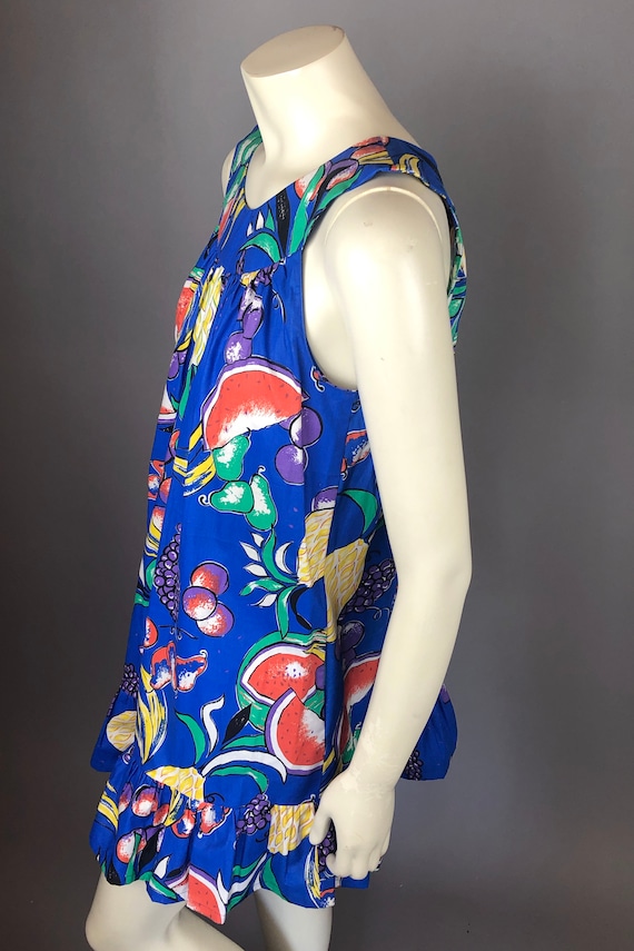 1960s Fruit Print Cotton Babydoll Halter Summer Dress… Gem