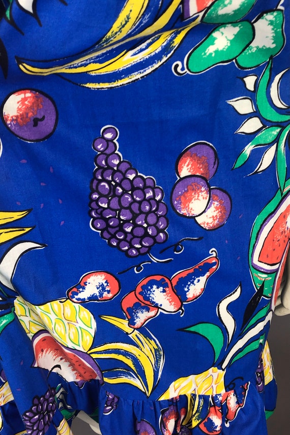 1960s Fruit Print Cotton Babydoll Halter Summer Dress… Gem