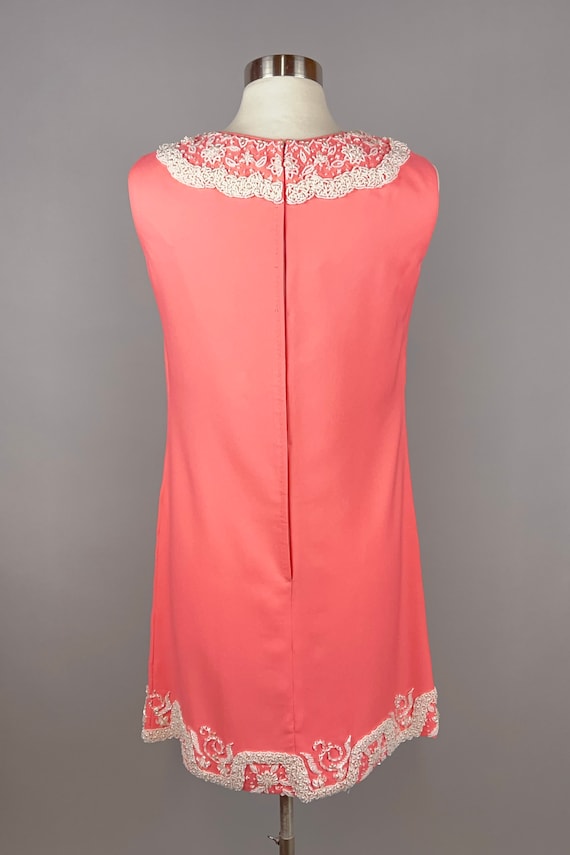 Deadstock 1960's Coral Beaded Shift Dress - Excel… - image 9