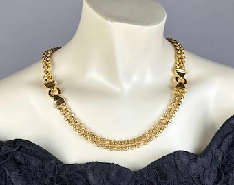 1990s Signed LIZ CLAIBORNE Chunky Gold Tone Chain Necklace, Heavy Chunky Quality Plating - NWT Unworn