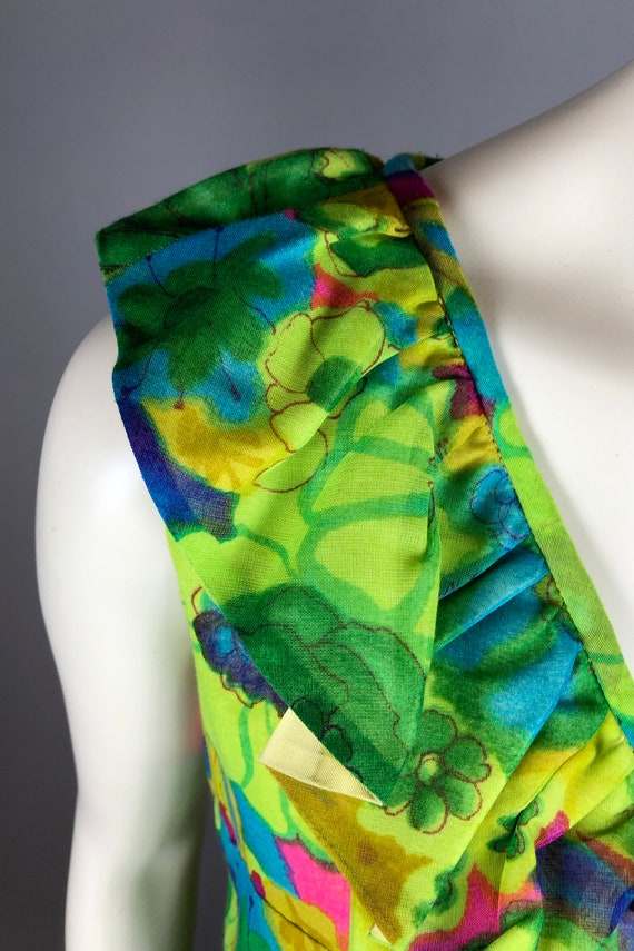 1960s Jan Sue of California Vivid Mod Floral Ruffle D… - Gem