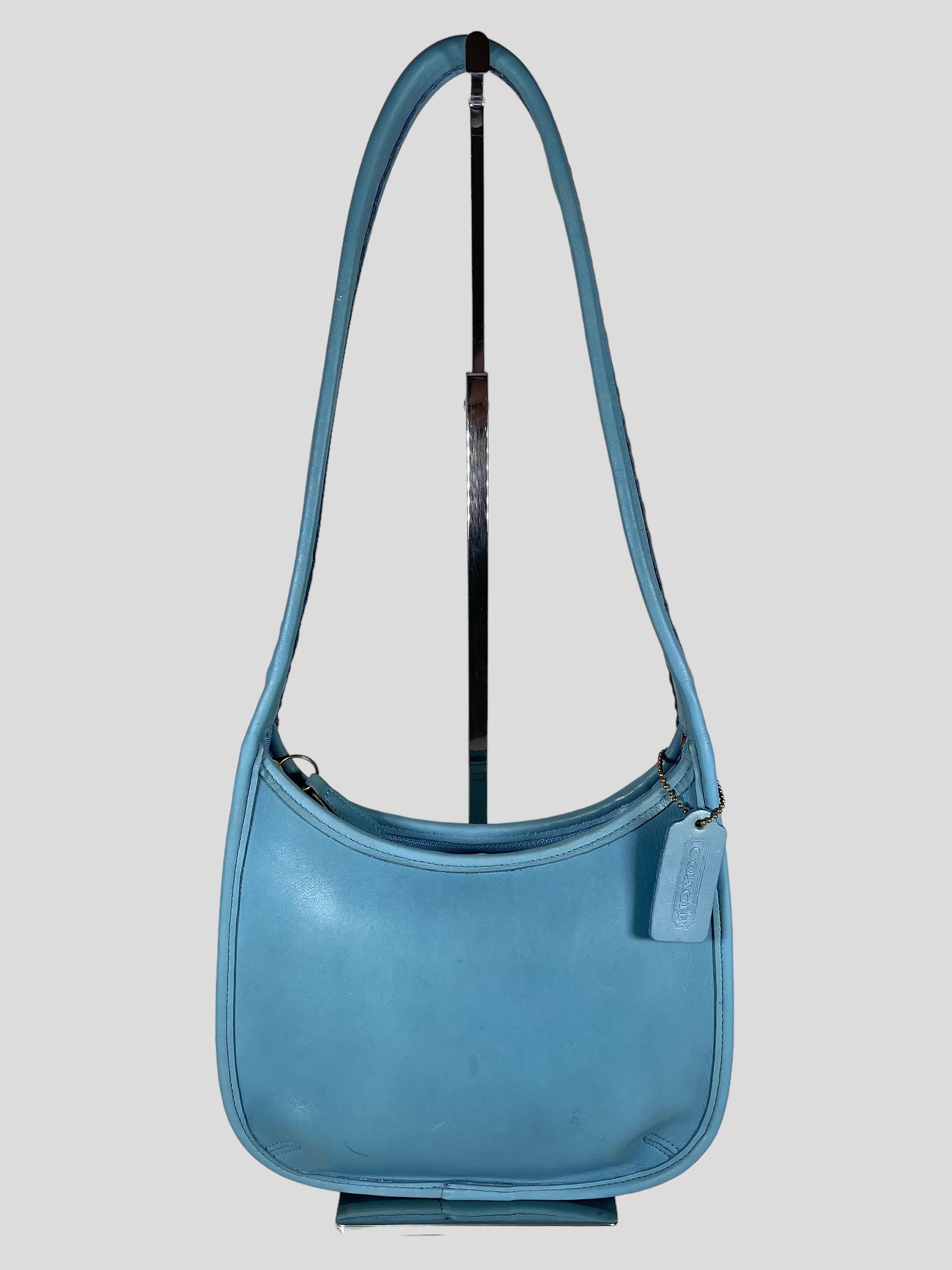 Vintage Y2K Coach 9294 Sky Blue Leather black trim Ergo Hobo