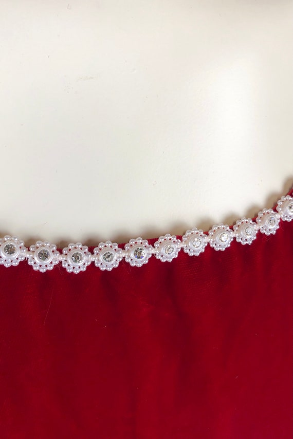 1950s Red Velvet Gown w/ Rhinestone Trim Detailing - image 6
