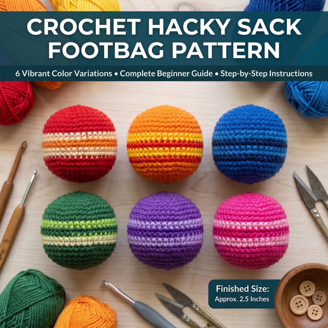 Crochet Hacky Sack Footbag Pattern PDF | 6 Color Variations | Beginner ...