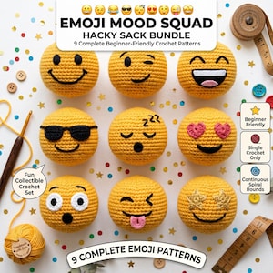Hacky Sack Crochet Pattern Bundle PDF, 9-in-1 Amigurumi Footbag Collection, Stress Ball & Juggling Ball Crochet Patterns