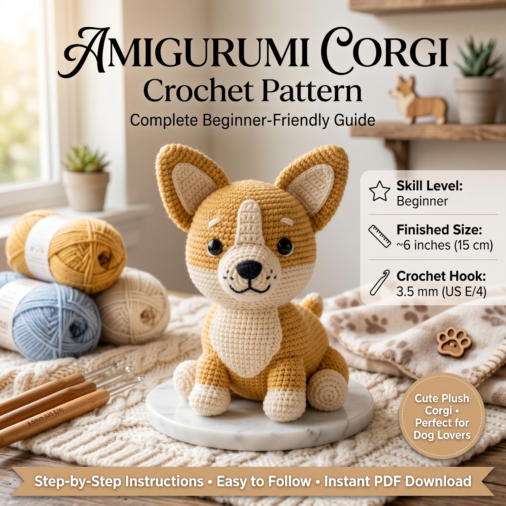 35 Corgi Crochet Patterns for Amigurumi, Pillows, Keychains, and Dog-Lover Gifts 7 Amigurumi Corgi Cute Corgi Dog Plush Tutorial