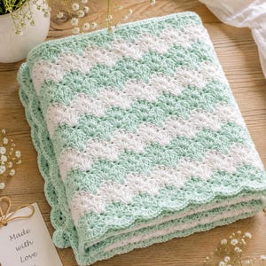 Baby Blanket Crochet Pattern PDF, Shell Stitch Baby Blanket Pattern, Beginner Crochet Blanket, Instant Download
