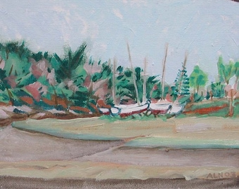Maine Art -  Maine Oil Painting - Green Marine - Cousins River- Yarmouth Maine; limited edition archival print