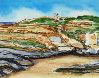 Maine Art - Maine Watercolor - Popham Beach State Park - Fox Island - Popham Beach - limited edition archival print-