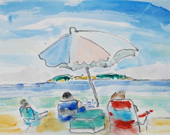Cape Cod Chips, original watercolor - Maine Art - Maine Watercolor -  Scarborough Beach State Park -