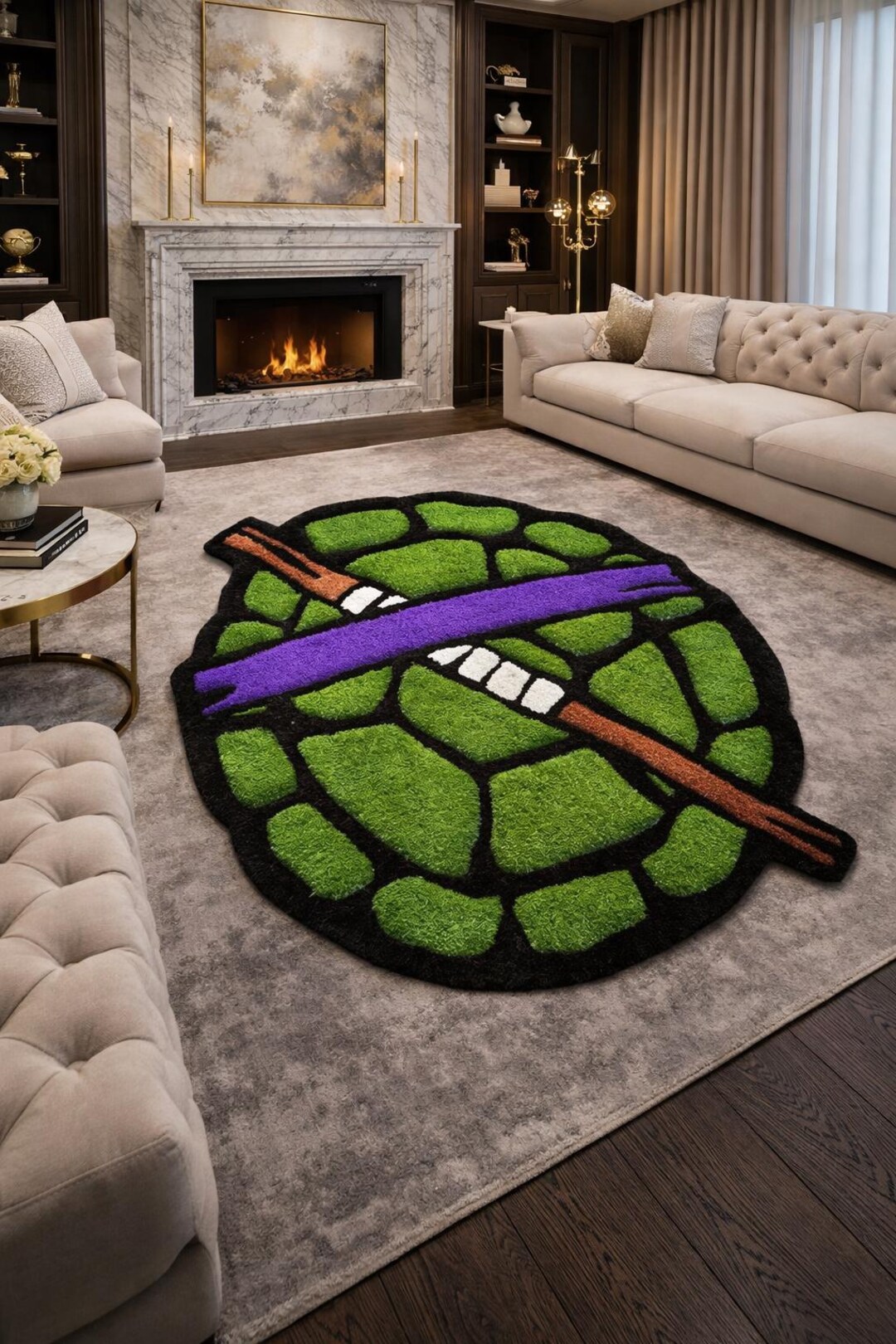 Hand Tufted Turtle Shell Rug – Cartoon Inspired Irregular Shape Area ...