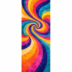 Colorful Spiral Runner Rug, Modern Abstract Rainbow Carpet, Long Hallway Rug, Vibrant Swirl Design, Soft Floor Decor, Luxury Runner Mat