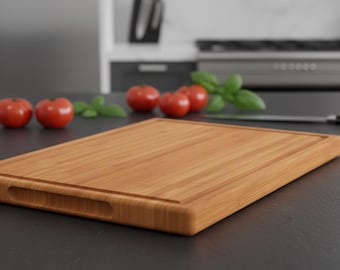 Extra Thick Bamboo Cutting Board, Butcher Block with Juice Groove