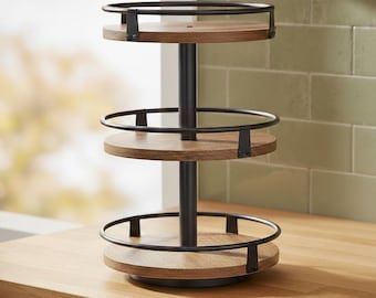 3 Tier Lazy Susan Organizer, Rotating Spice Rack Turntable, Vertical Kitchen Countertop Storage Shelf, Pantry Storage