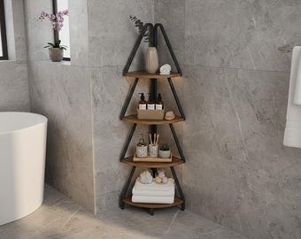 4 Tier Corner Shelf Stand, Tree Corner Shelf, Narrow Plant Stand, Kitchen corner stand and Storage, Tall Corner Display Shelf