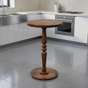 Solid Wood Round Side Table, Round Wooden Drink Table, Compact End Table for Small Spaces, Tea Table, Wood Accent Table